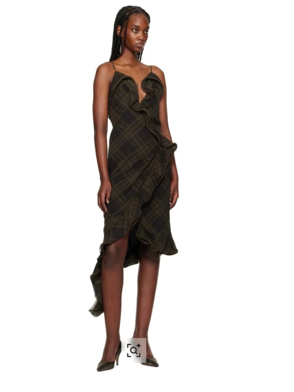 *NEW* Never Been Worn | Burberry Green Check Silk Wrap Midi Dress